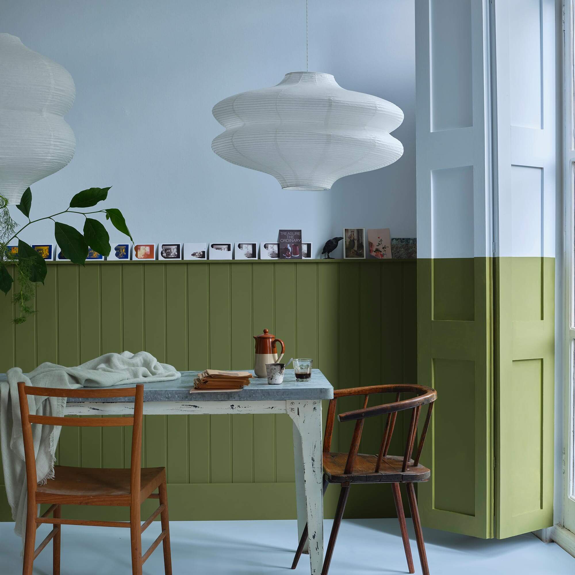 farrow & ball sap green 199 im esszimmer