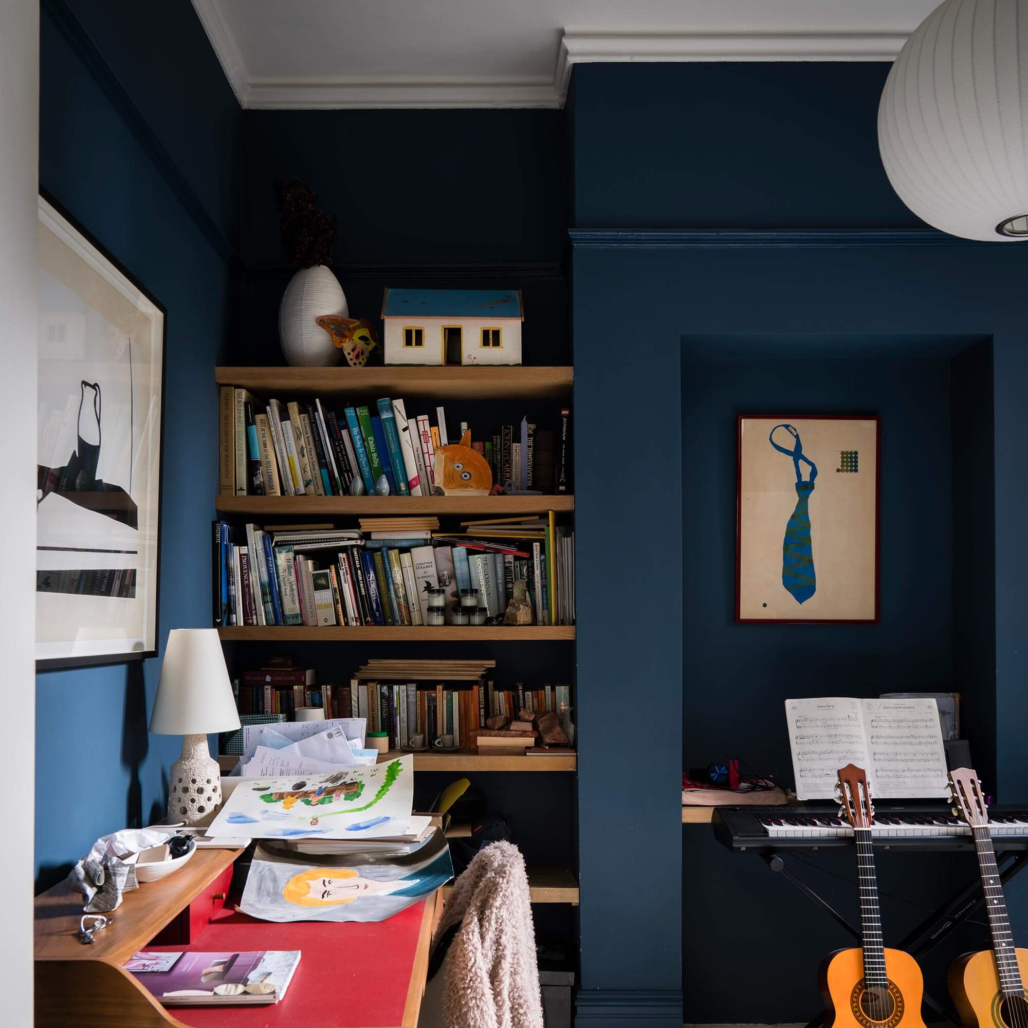 farrow & ball stiffkey blue 281 als wandfarbe im arbeitszimmer