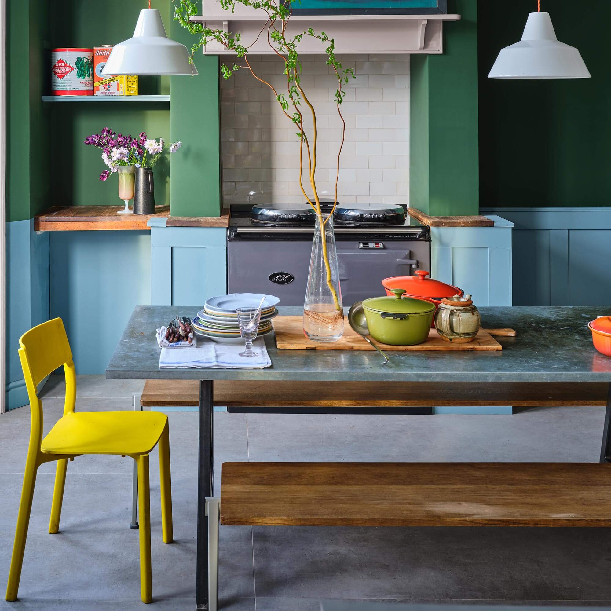 farrow & ball selvedge 306 als wandfarbe in der küche