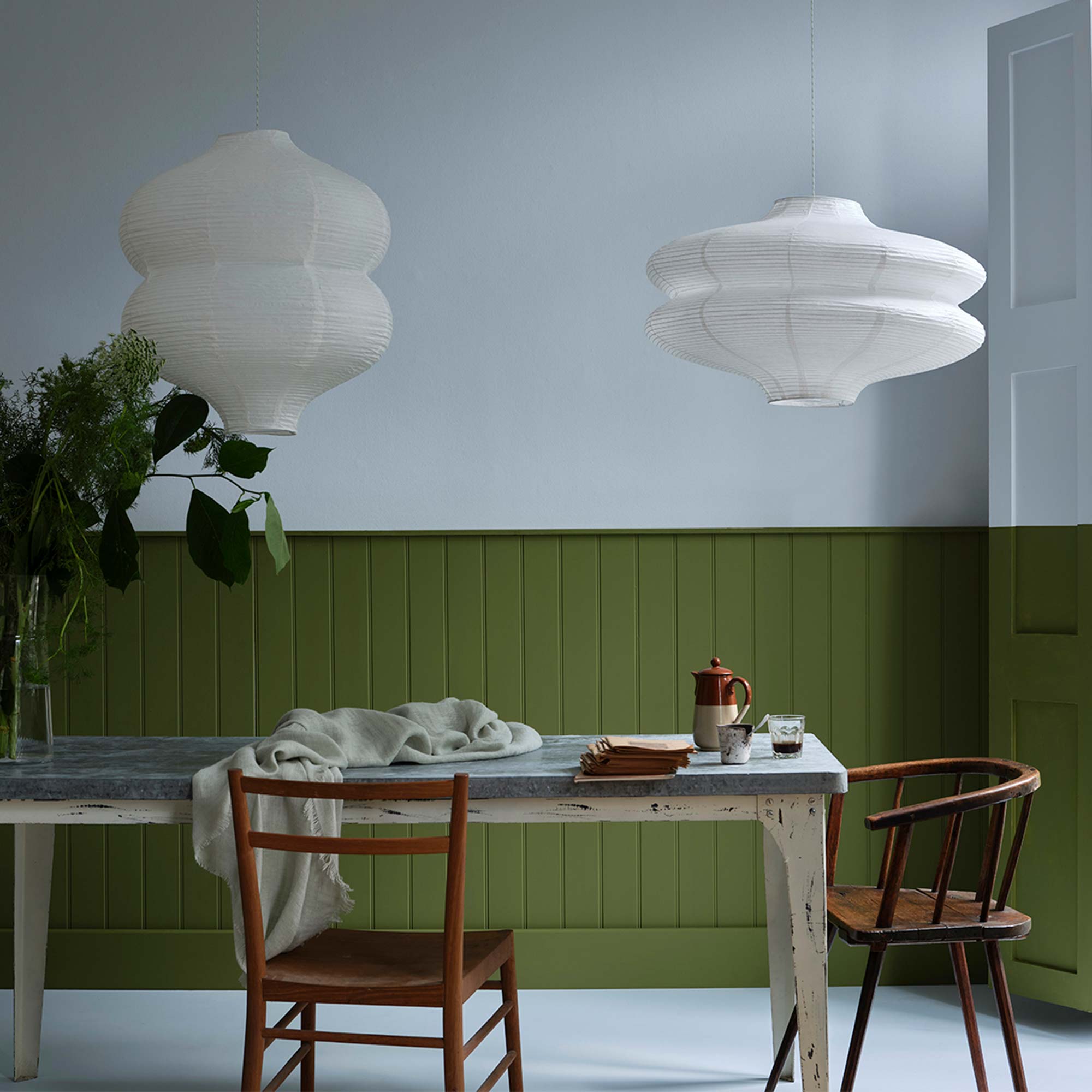 farrow & ball kakelugn 317 im esszimmer