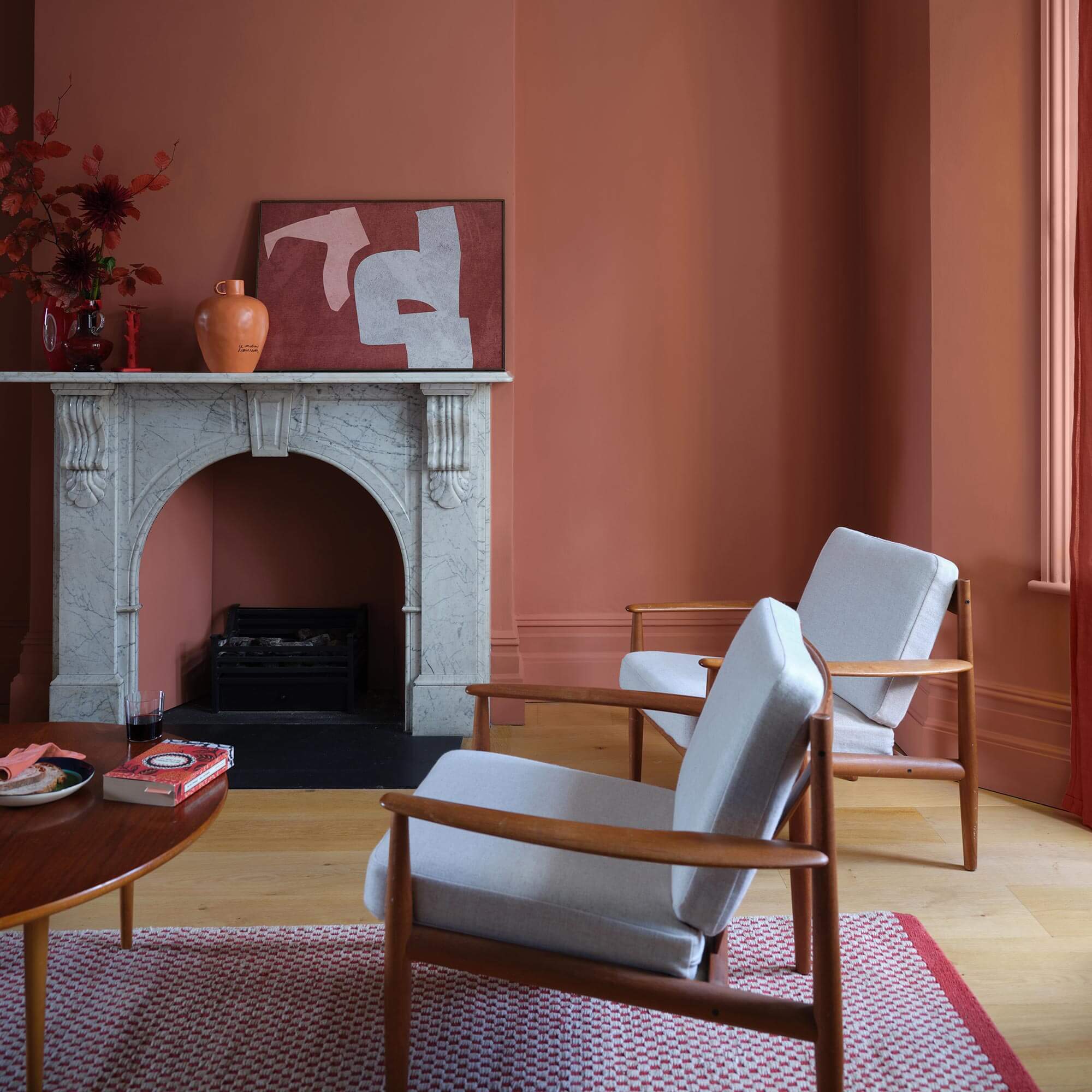 farrow & ball red earth 64 als farbe im wohnzimmer