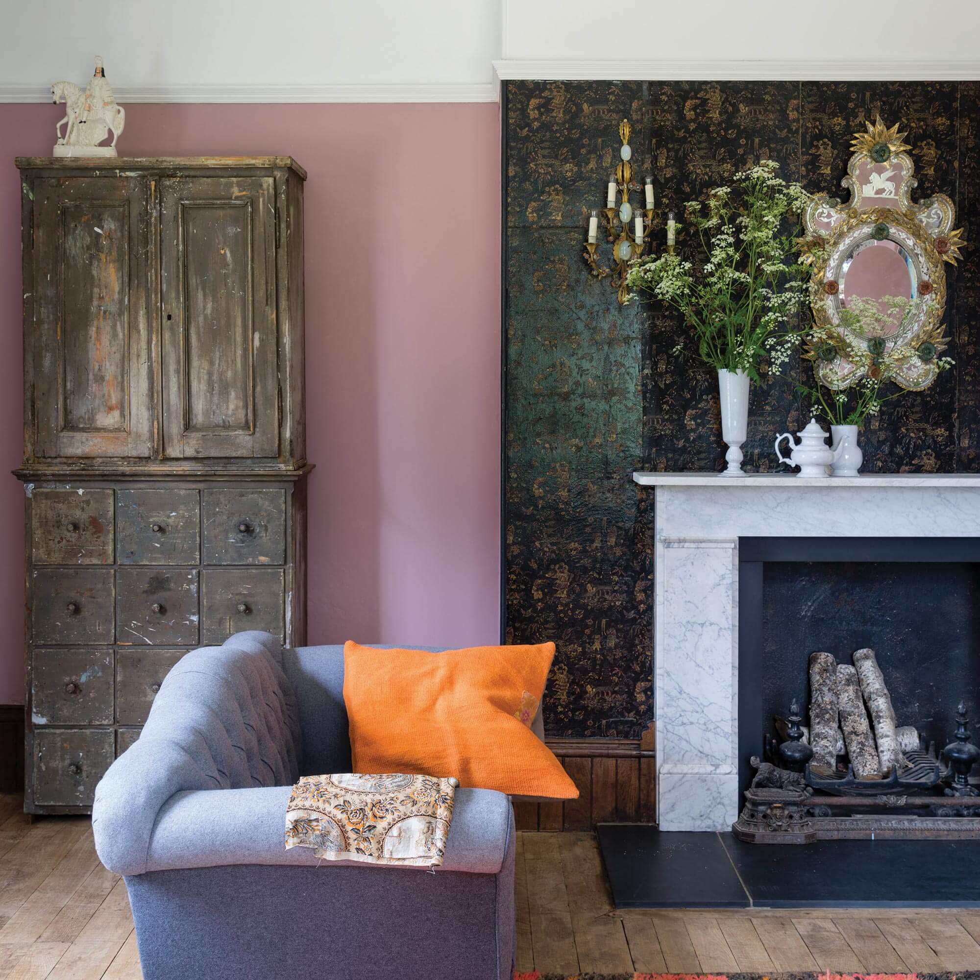 farrow & ball cinder rose 246 im wohnzimmer