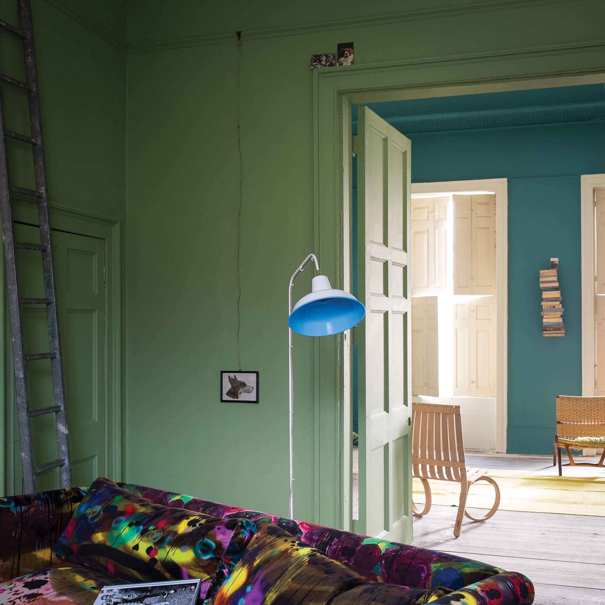 farrow & ball yeabridge green 287 als wandfarbe im wohnzimmer