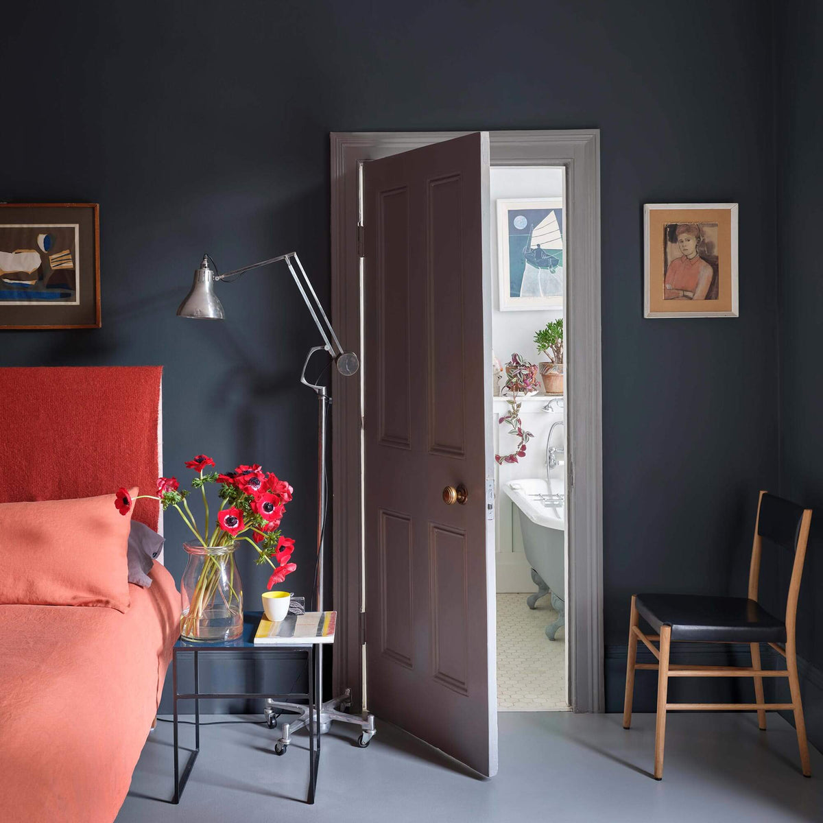 farrow & ball hopper head 305 als wandfarbe im schlafzimmer