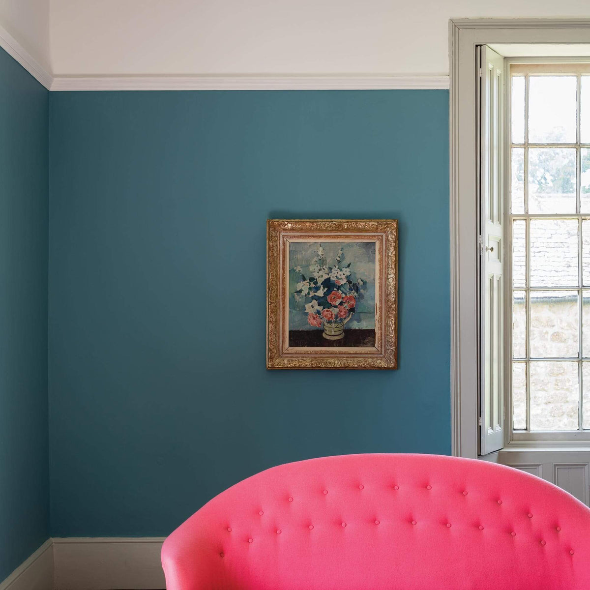 farrow & ball stone blue 86 als wandfarbe im wohnzimmer